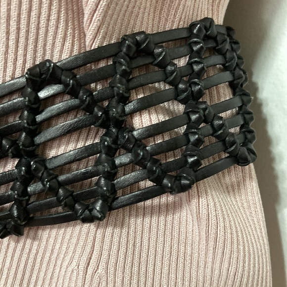 Boho Bohemian Leather Fringe Macrame Self Tie Belt 36 Inch Waist - Picture 4 of 9